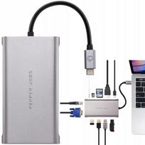 Jungčių stotelė Pepper Jobs 11-in-1, USB-C, HDMI, USB 3.1, kortelių skaitytuvas, Mini Jack, LAN, 4x USB, PD