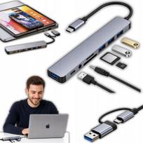 USB C hubas 8-in-1: HDMI, SD, TF, USB 3.0, tinka MacBook nešiojamiesiems kompiuteriams
