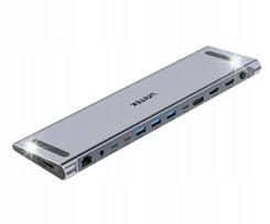 USB-C stotelė Unitek UHub15+, 4K HDMI, DP, USB, RJ-45, SD, PD 100W, KVM