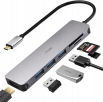 USB-C šakotuvas LTUAE, 3 USB, HDMI, SD ir TF kortelių skaitytuvas, USB 3.0