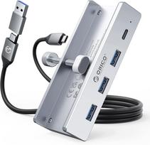 Aliumininis USB 3.0 4 jungčių šakotuvas su monitoriaus laikikliu, 5Gb/s