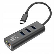 USB-C į Ethernet tinklo adapteris, 1x RJ-45, 3x USB 3.0