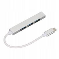 USB šakotuvas 4-in-1 Type-C į USB 2.0/3.0, kompaktiškas, sidabrinis, JA