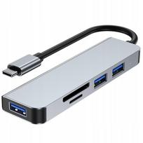 USB šakotuvas 5in1: 3x USB, 2x kortelių skaitytuvai SD/TF