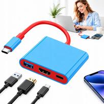 USB-C dokas su HDMI 4K 60Hz, USB 3.0 ir PD, kompaktiškas