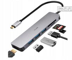 USB-C hub'as 6-in-1 su 4K HDMI, USB 3.0, SD/TF kortelių skaitytuvu, LTUAE