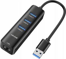 USB 3.0 šakotuvas su 4 jungtimis ir LAN tinklo plokšte 1000Mbps RJ45
