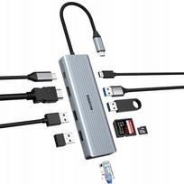 USB šakotuvas OBERSTER 6 lizdų, 10-in-1