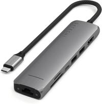 USB-C šakotuvas 7-in-1: HDMI 4K, Ethernet, kortelių skaitytuvas, PD 100W, 10Gb/s