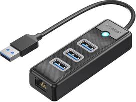 USB tinklo adapteris su 3.0 į gigabitinį Ethernet (1000Mbps) ir 3 USB-A jungtimis