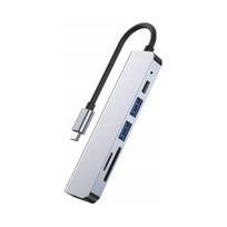 Adapteris HUB nešiojamam kompiuteriui USB-A/USB-C/HDMI/SD/TF, 6-in-1