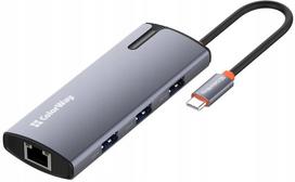 USB hubas ColorWay 6 viename: 1x USB-C, 1x RJ45, 4x USB-A