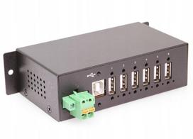 USB šakotuvas 6 jungčių Coolgear, pramoninis, ESD 15kV, DIN, USB 2.0