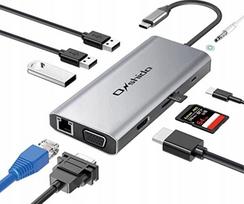 USB-C 10-in-1 adapteris su HDMI, USB 3.0, PD, TF kortelių skaitytuvu, 3 USB jungtimis