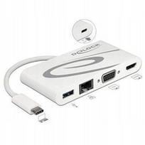 Dokavimo stotelė DELOCK USB 3.1/C su LAN, HDMI 4K 30Hz, VGA ir USB