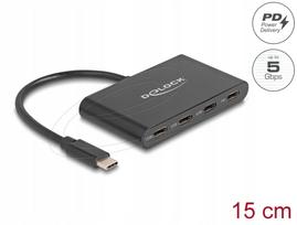 USB-C Hub Delock 64174, 3x USB-C, 1x USB-C PD 100W, USB 3.2 Gen 1