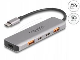 USB šakotuvas Delock 64302, 2x USB-A, 2x USB-C, 10Gbps, PD 95W