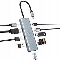 USB-C šakotuvas Ootday, 10 jungčių: Ethernet, HDMI 4K, PD 100W