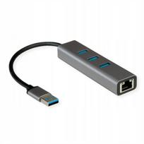 USB šakotuvas ROLINE 3x USB 3.2 Gen 1 su Gigabit Ethernet