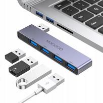 Pilkas 4 lizdų USB 2.0/3.0 šakotuvas nešiojamam kompiuteriui