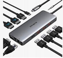Adapteris ZMUIPNG 11in1 USB-C su USB, HDMI, AUX ir RJ45 jungtimis