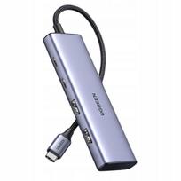 USB-C šakotuvas Ugreen, 2x USB-A, 2x USB-C, 20 cm, pilkas, USB 3.0, 5Gb/s