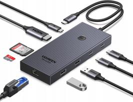 USB-C šakotuvas 9-in-1, 10Gbps, 4K HDMI, Ethernet, PD 100W