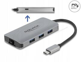 USB šakotuvas 4 lizdai, Gigabit LAN, PD, Delock 63252, USB 3.2 Gen 1 (5Gbps)