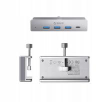 USB-C šakotuvas ORICO MH4PC, 3× USB-A 3.0, tvirtinamas prie monitoriaus, 5Gbps, sidabrinis