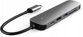 USB-C šakotuvas MMOBIEL 6-in-1 su HDMI 4K, USB-A, SD/TF lizdais