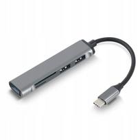Adapteris HUB 5in1: 3x USB-A, SD kortelių ir MicroSD skaitytuvas