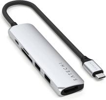 USB-C šakotuvas SLIM PLUS 6-in-1, PD 100W, HDMI 4K 60Hz, sidabrinis
