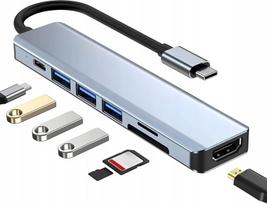 Dokavimo stotelė USB-C 7in1, PD100W, 3 USB lizdai, 4K HDMI, SD kortelių skaitytuvas