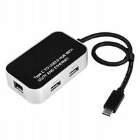 Adapteris HUB C tipo su USB ir SD/TF kortelių skaitytuvu