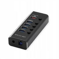 USB šakotuvas 4 lizdų, 3.2 Gen 1, su maitinimo adapteriu