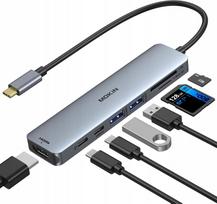 USB-C kelių jungčių šakotuvas MacBook Pro/Air, 7-in-1, 2 USB 3.0, SD/microSD kortelių skaitytuvai