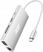 USB-C šakotuvas Acer 9in1, 4K HDMI, 100W PD, Ethernet 1Gb/s, 3×USB 3.0, SD, TF