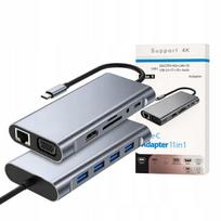 Jungčių adapteris 11in1 su 4K HDMI, VGA, TF/SD, AUX, LAN