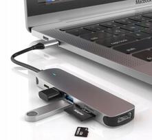 USB-C HUB adapteris BX6H, 6-in-1, HDMI, USB, SD, MicroSD