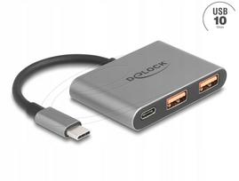 USB šakotuvas Delock 64337, 3 jungtys: 1x USB-C, 2x USB-A, 10Gbps
