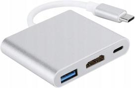 USB-C šakotuvas su HDMI, USB 3.0 ir USB-C, pilkas