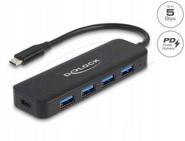 USB Type-C šakotuvas Delock 64170, 4x USB 3.2 Gen 1, Power Delivery 85W