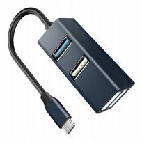 USB šakotuvas, aliuminis, 4 jungtys, greitas duomenų perdavimas
