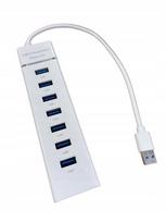 USB šakotuvas, 7 lizdai, USB 3.0, 30 cm, baltas