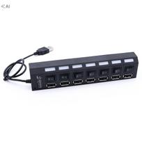 USB šakotuvas su 7 lizdais ir atskirais jungikliais, juodas
