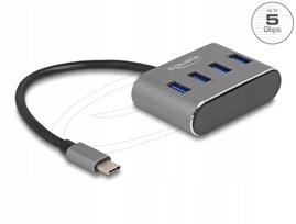 USB šakotuvas Delock 63223, 4 jungtys, 5Gbps, USB Type-C, USB Type-A