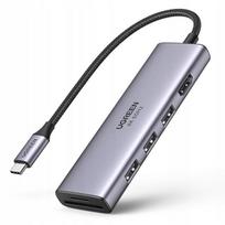 USB-C šakotuvas UGREEN, 6 viename: 3x USB, HDMI 4K, SD ir TF kortelių skaitytuvas