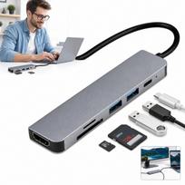 USB-C 6-ių jungčių adapteris: 2x USB 3.0, HDMI, SD, MicroSD/TF, 100W PD įkrovimas