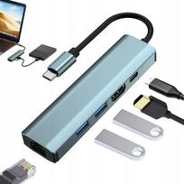 USB-C šakotuvas 5-in-1, su PD 100W, USB 3.0 ir 2.0 lizdais