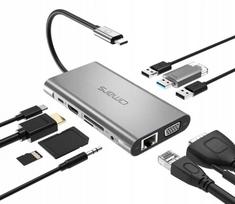 USB-C 3.1 OSMAR 10-in-1 daugiafunkcis adapteris: HDMI, USB, SD, VGA